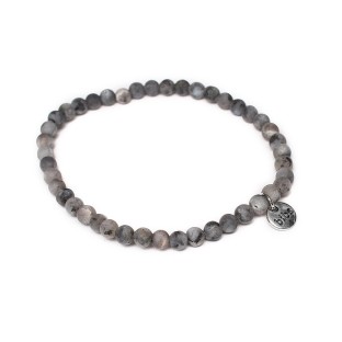 Biba armband natuursteen gemêleerd donker grijs 4 mm