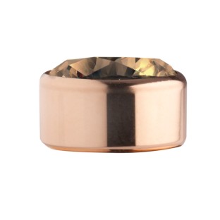 Melano Stainless Steel zetting rose rond zirkonia smoked topaz