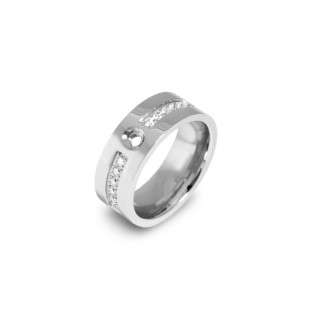 Melano Twisted ring flat basic CZ stainless steel