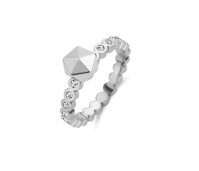 Melano Twisted ring wave CZ stainless steel