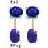 Charmins oorhangers gold purple oval PE23